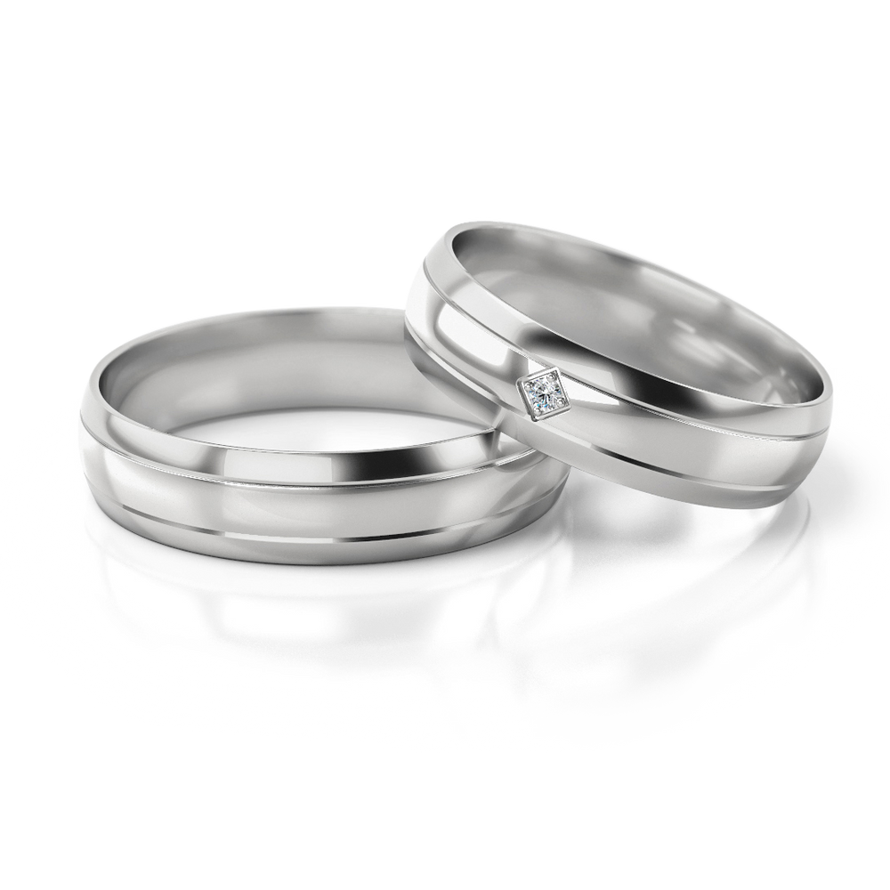 
                  
                    Dviejų spalvų vestuviniai žiedai su deimantu (5 mm)
                  
                