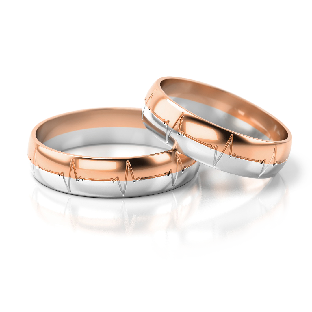 Dviejų spalvų vestuviniai žiedai (5 mm)