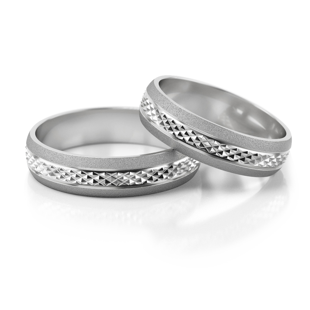 
                  
                    Vestuviniai žiedai su geometriniu raštu (5 mm)
                  
                