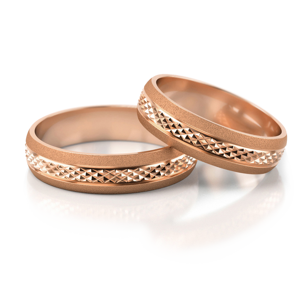 
                  
                    Vestuviniai žiedai su geometriniu raštu (5 mm)
                  
                