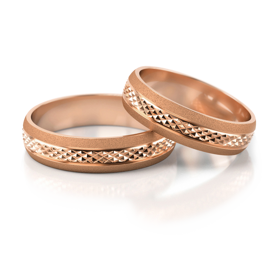 Vestuviniai žiedai su geometriniu raštu (5 mm)