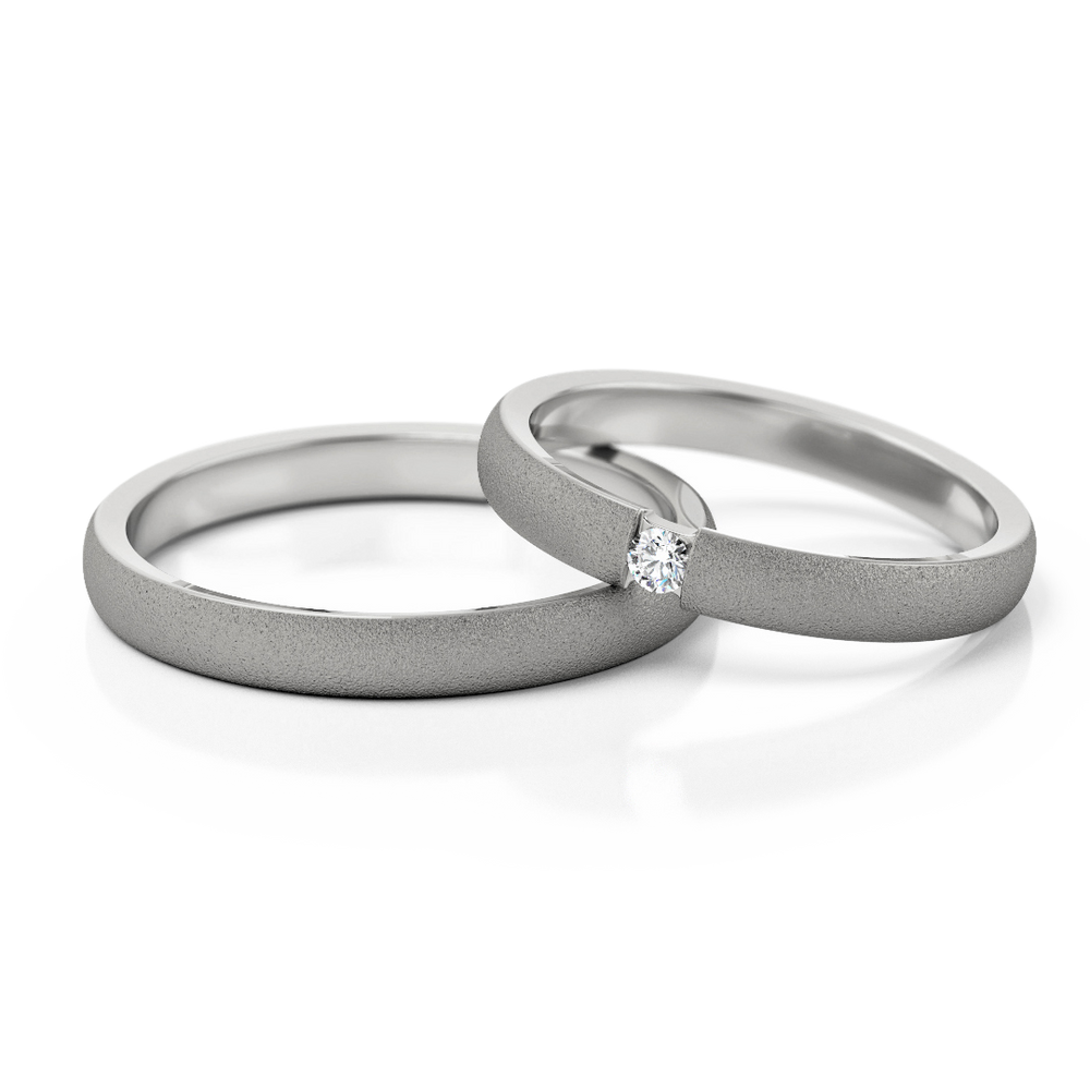 
                  
                    Vestuviniai žiedai – geltonas auksas su deimantu, 3 mm pločio
                  
                