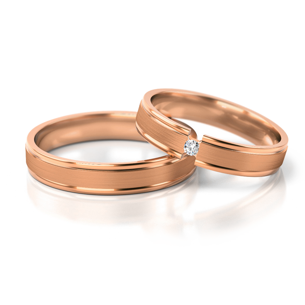 
                  
                    Vestuviniai žiedai geltono ir balto aukso su deimantu, 4 mm pločio
                  
                