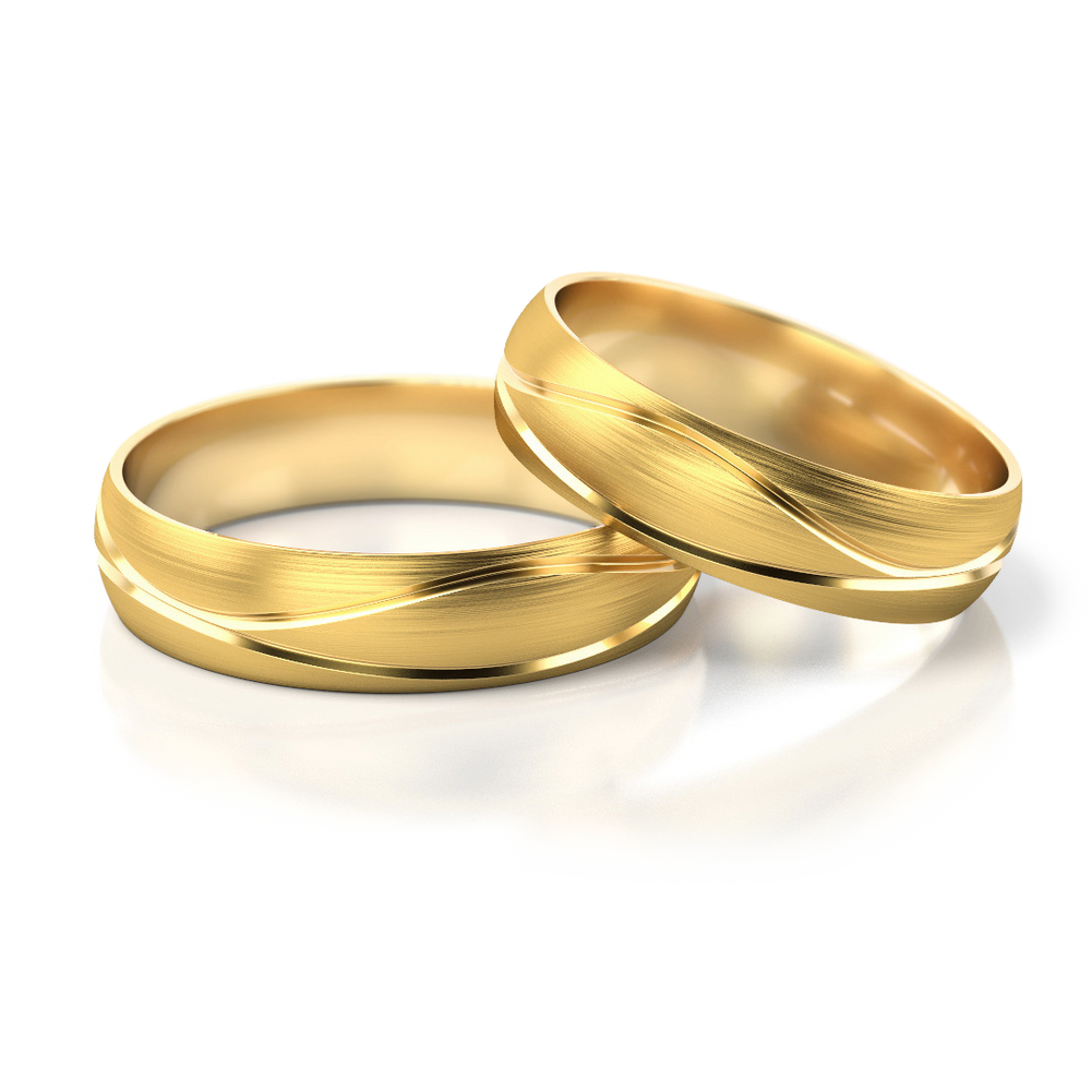 Vestuviniai žiedai – geltonas auksas, 5 mm pločio