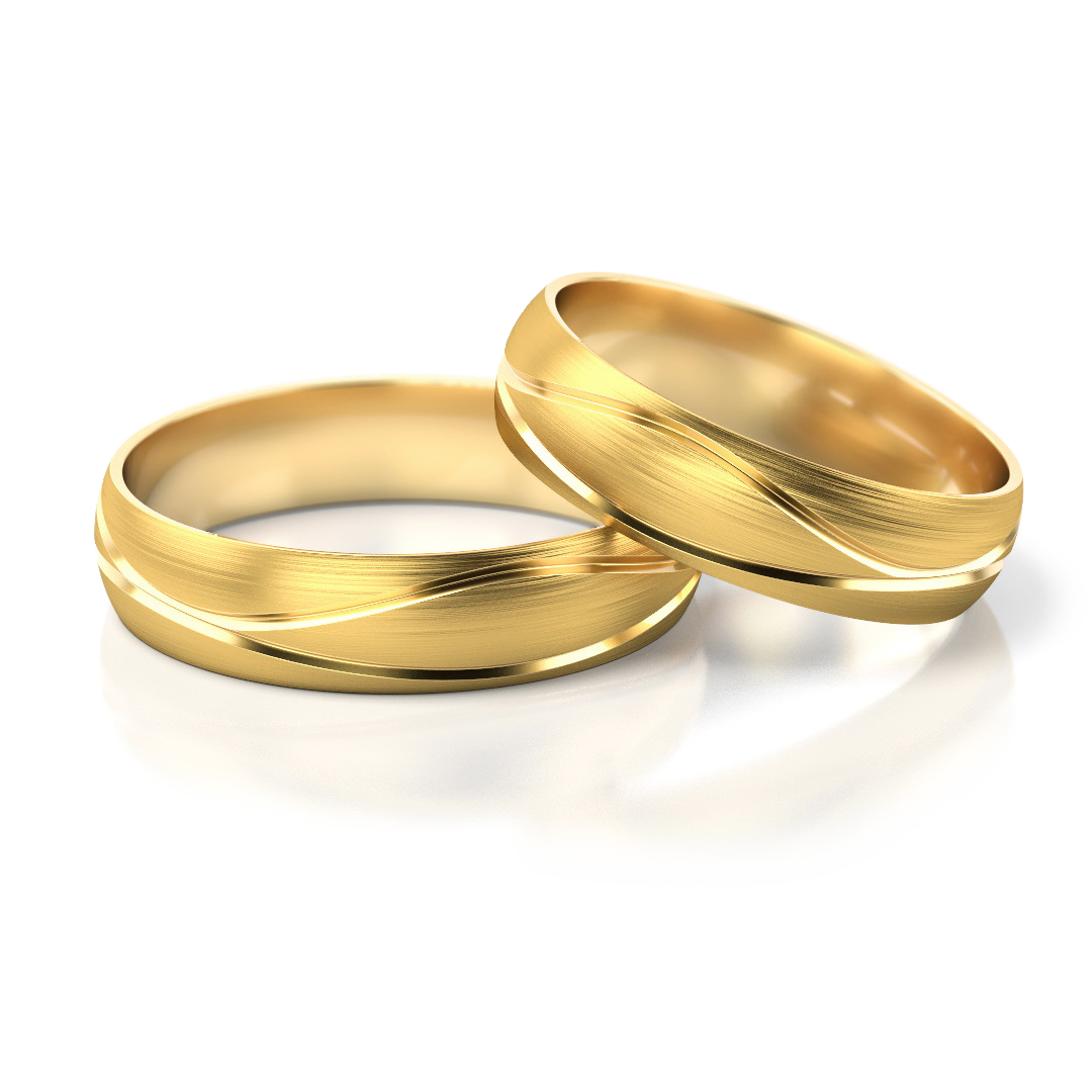 Vestuviniai žiedai – geltonas auksas, 5 mm pločio