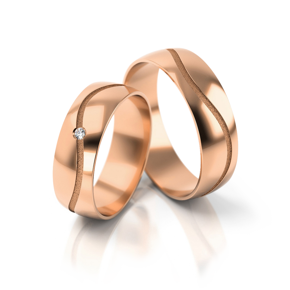 
                  
                    Auksiniai vestuviniai žiedai su subtilia linija ir deimantu (6 mm)
                  
                