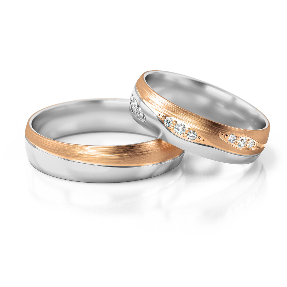 
                  
                    Dviejų aukso spalvų vestuviniai žiedai su deimantais (5 mm)
                  
                