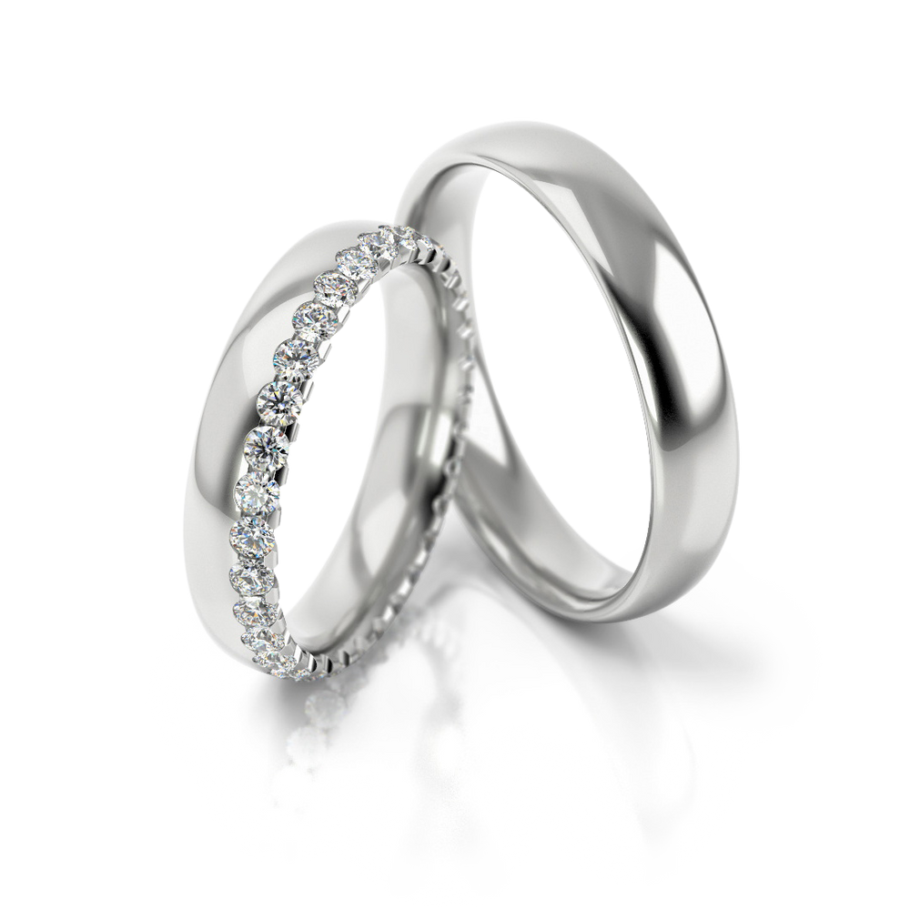 Baltos aukso vestuviniai žiedai su deimantais 0.7 ct – ADORO juvelyrika