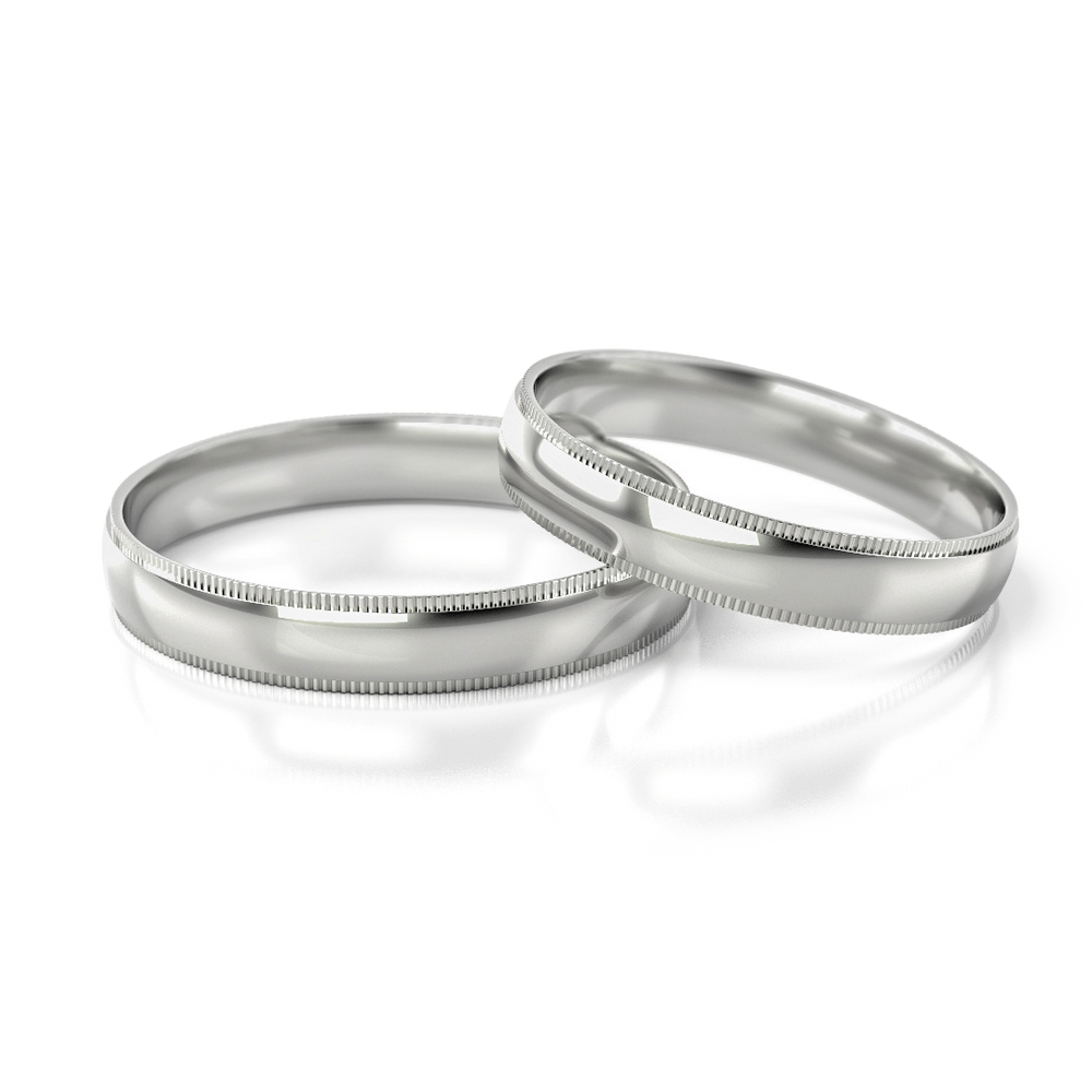 585 prabos baltos aukso vestuviniai žiedai su elegantiška briauna – ADORO juvelyrika