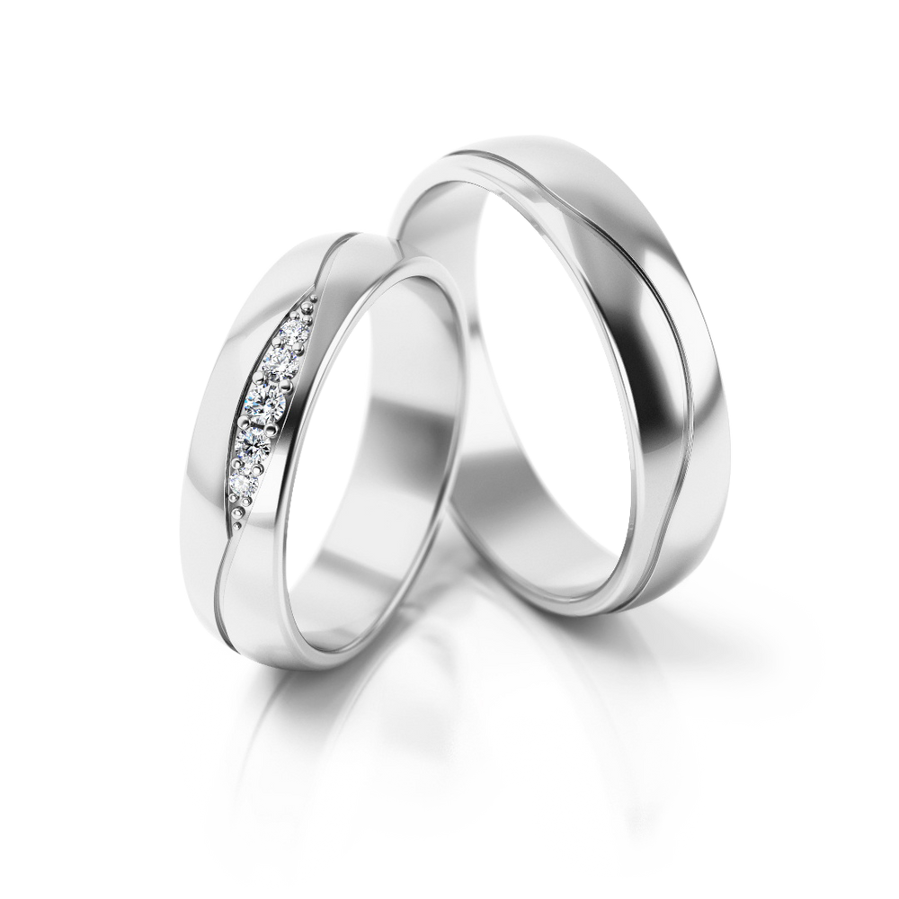 
                  
                    Geltono aukso vestuviniai žiedai su deimantais (5 mm)
                  
                