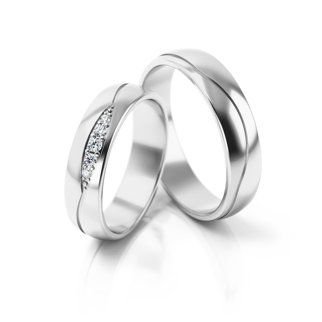 Geltono aukso vestuviniai žiedai su deimantais (5 mm)