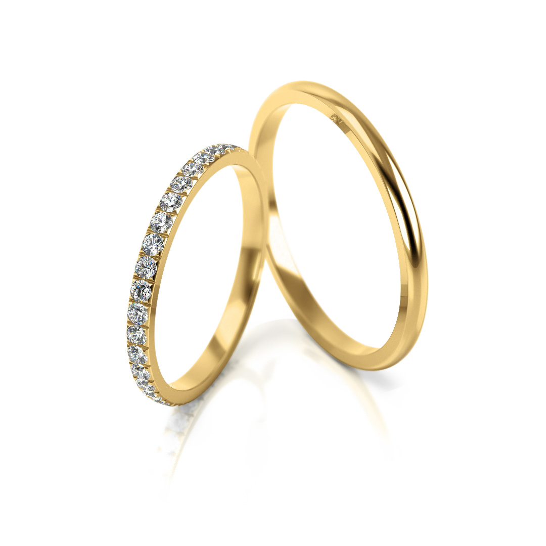 Ploni baltos aukso vestuviniai žiedai su 0.57 ct deimantais (1.8 mm)