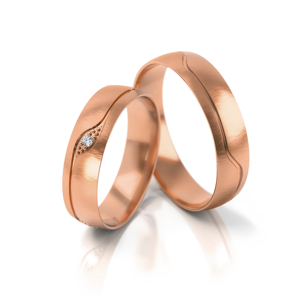 
                  
                    Vestuviniai žiedai - geltonas ir baltas auksas su deimantais, 4.5 mm pločio
                  
                