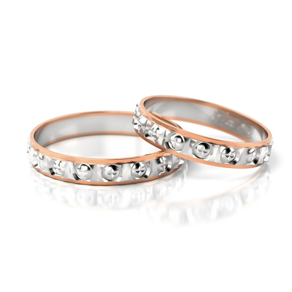 
                  
                    Dviejų spalvų vestuviniai žiedai su ornamentiniu raštu (3 mm)
                  
                