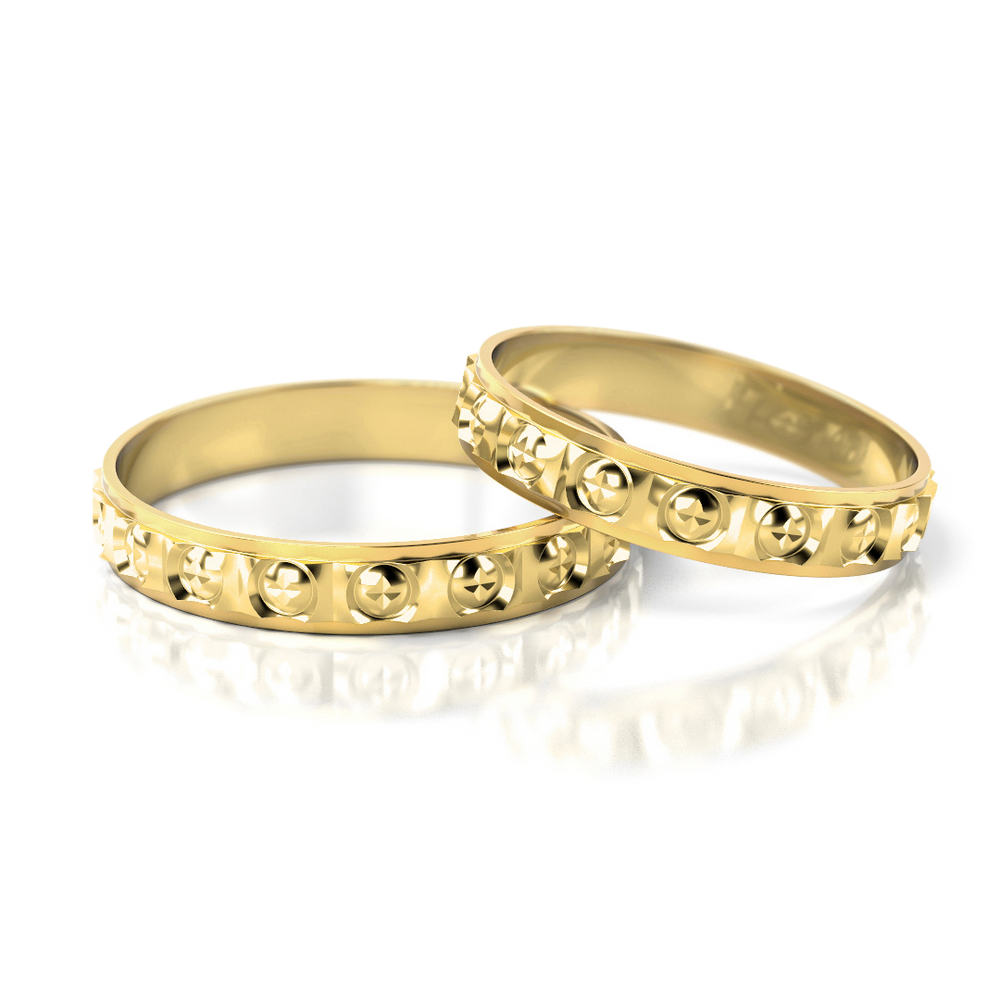 
                  
                    Dviejų spalvų vestuviniai žiedai su ornamentiniu raštu (3 mm)
                  
                