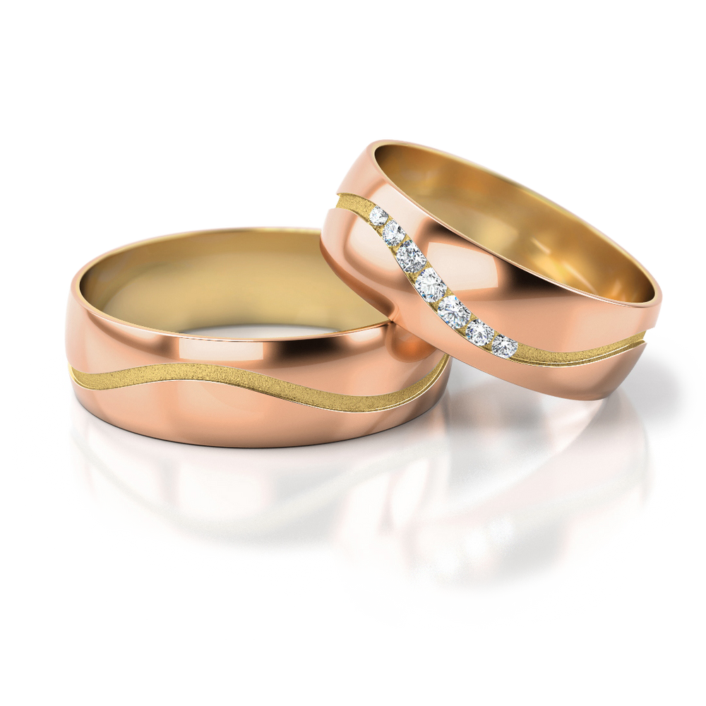 
                  
                    Dviejų spalvų vestuviniai žiedai su 0.085 ct deimantais (5 mm)
                  
                