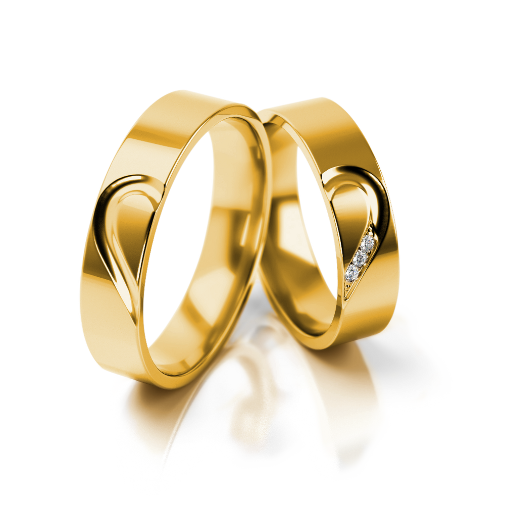 
                  
                    Balto aukso vestuviniai žiedai su širdies simboliu ir 0.03 ct deimantais (5 mm)
                  
                