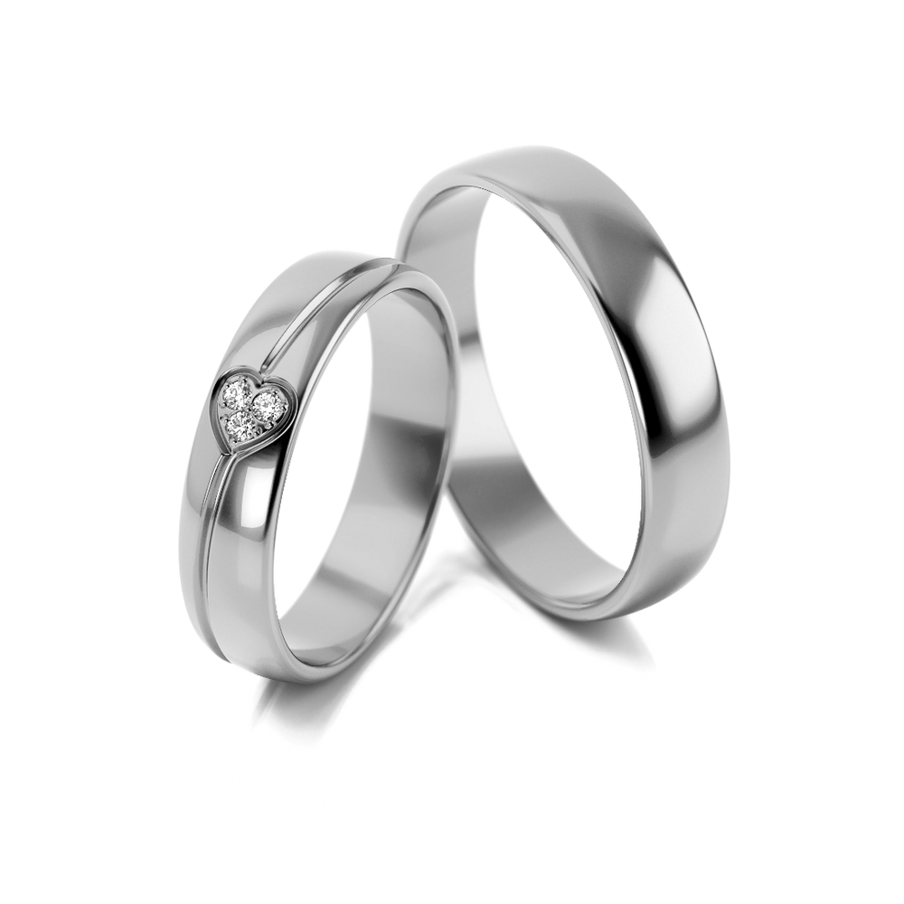 
                  
                    Geltono aukso vestuviniai žiedai su širdelės formos 0.03 ct deimantu (4.5 mm)
                  
                