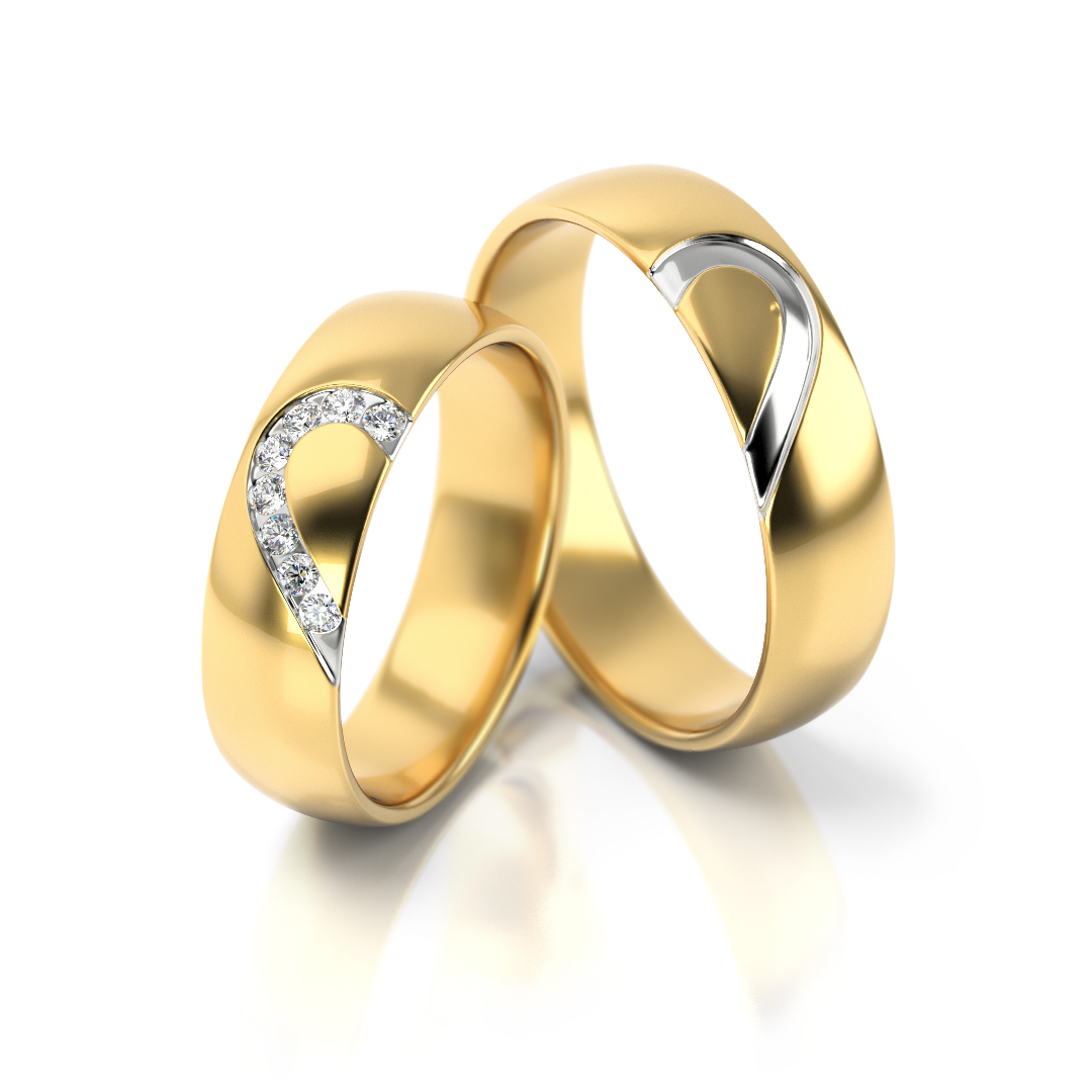 Geltono ir balto aukso vestuviniai žiedai su 0.08 ct deimantais – ADORO juvelyrika
