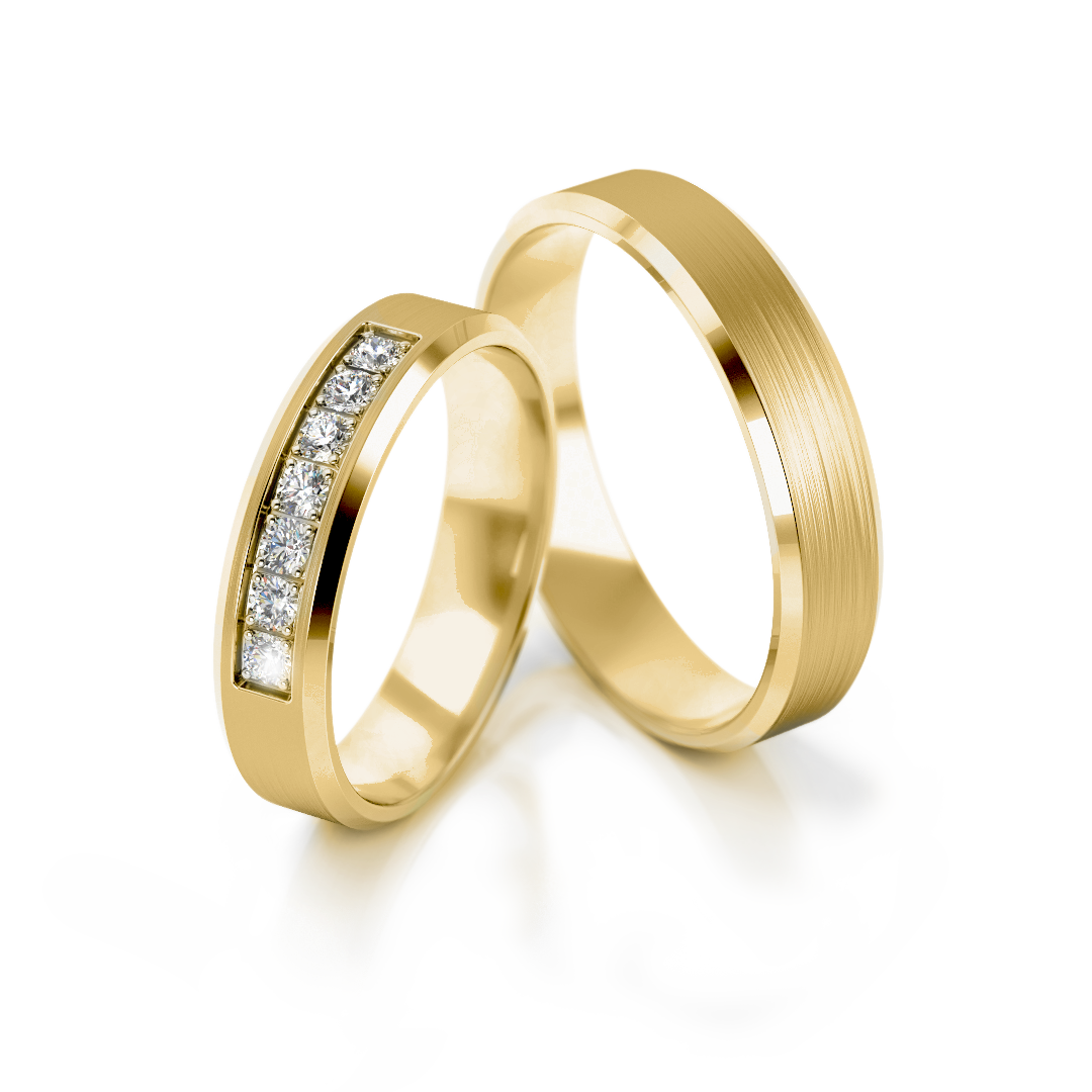 Baltos aukso vestuviniai žiedai su deimantais 4 mm pločio, 0.105 ct, 585 praba
