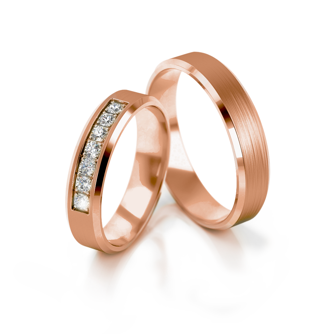 Baltos aukso vestuviniai žiedai su deimantais 4 mm pločio, 0.105 ct, 585 praba