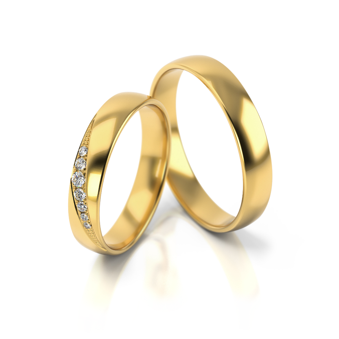 585 prabos geltono aukso žiedai su 0.09 ct deimantų juostele – ADORO juvelyrika