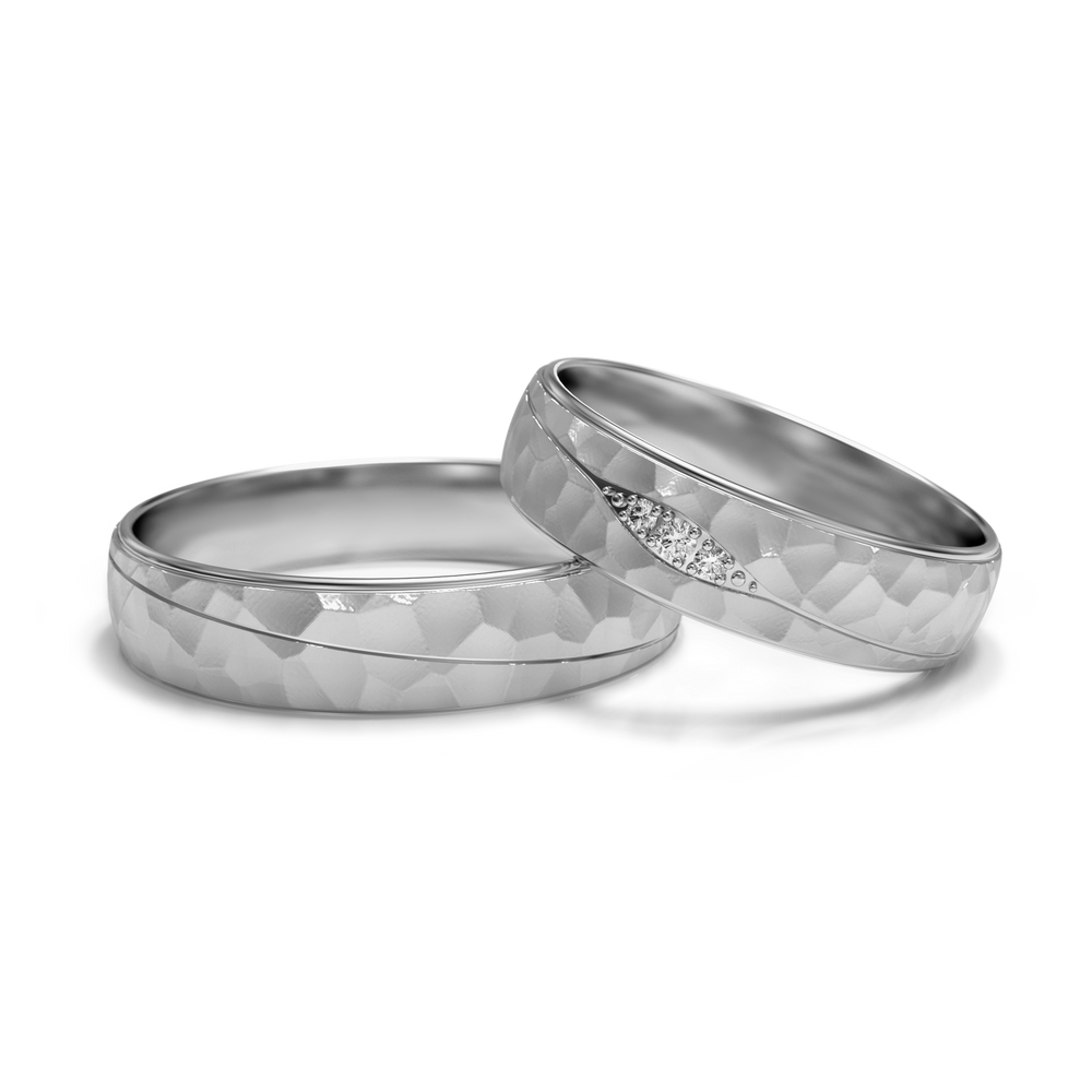 
                  
                    Dviejų spalvų aukso vestuviniai žiedai 5 mm pločio, 0.035 ct, 585 praba
                  
                