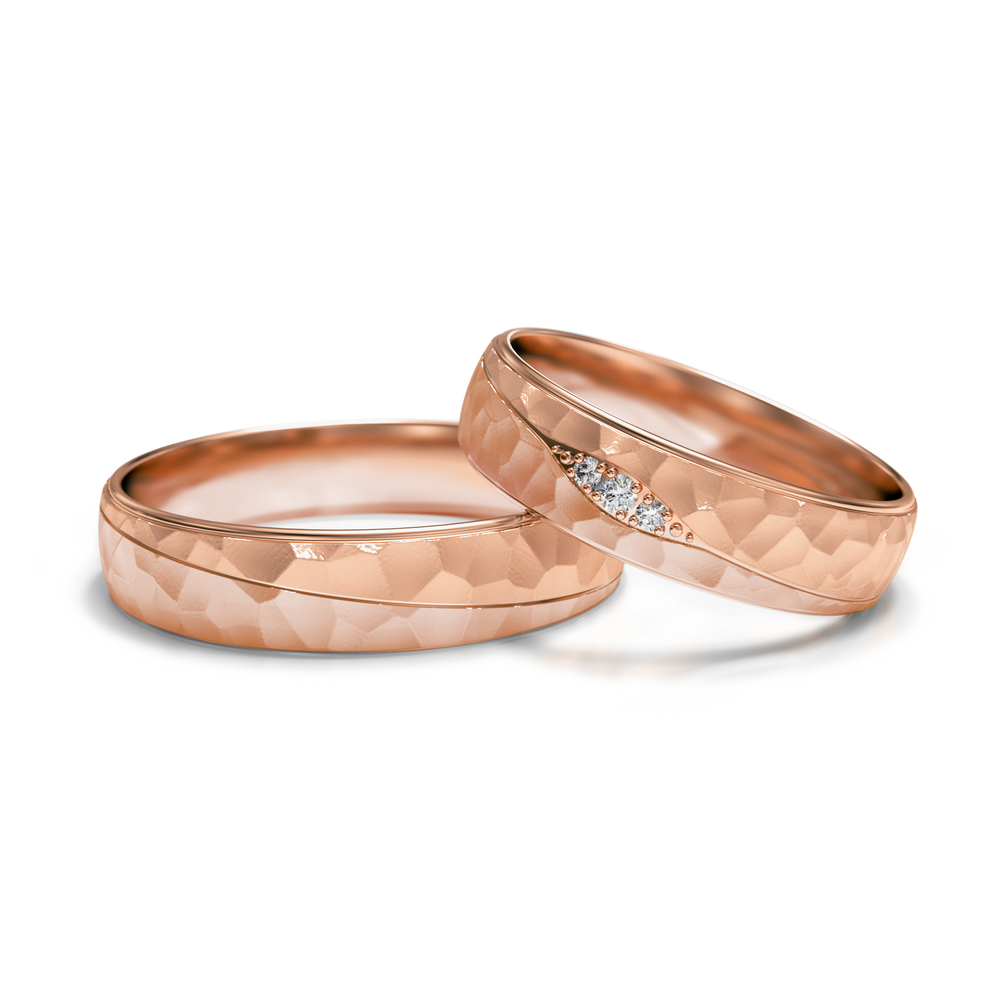 
                  
                    Dviejų spalvų aukso vestuviniai žiedai 5 mm pločio, 0.035 ct, 585 praba
                  
                