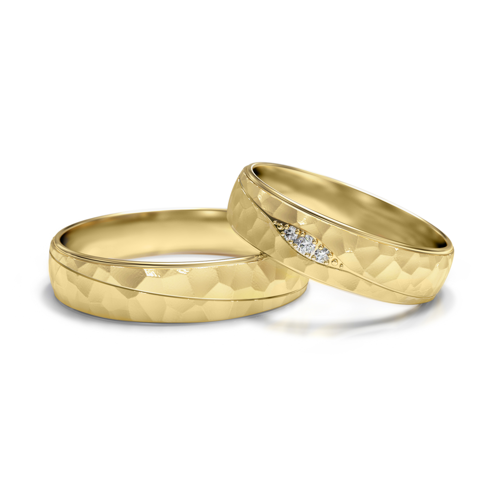 
                  
                    Dviejų spalvų aukso vestuviniai žiedai 5 mm pločio, 0.035 ct, 585 praba
                  
                