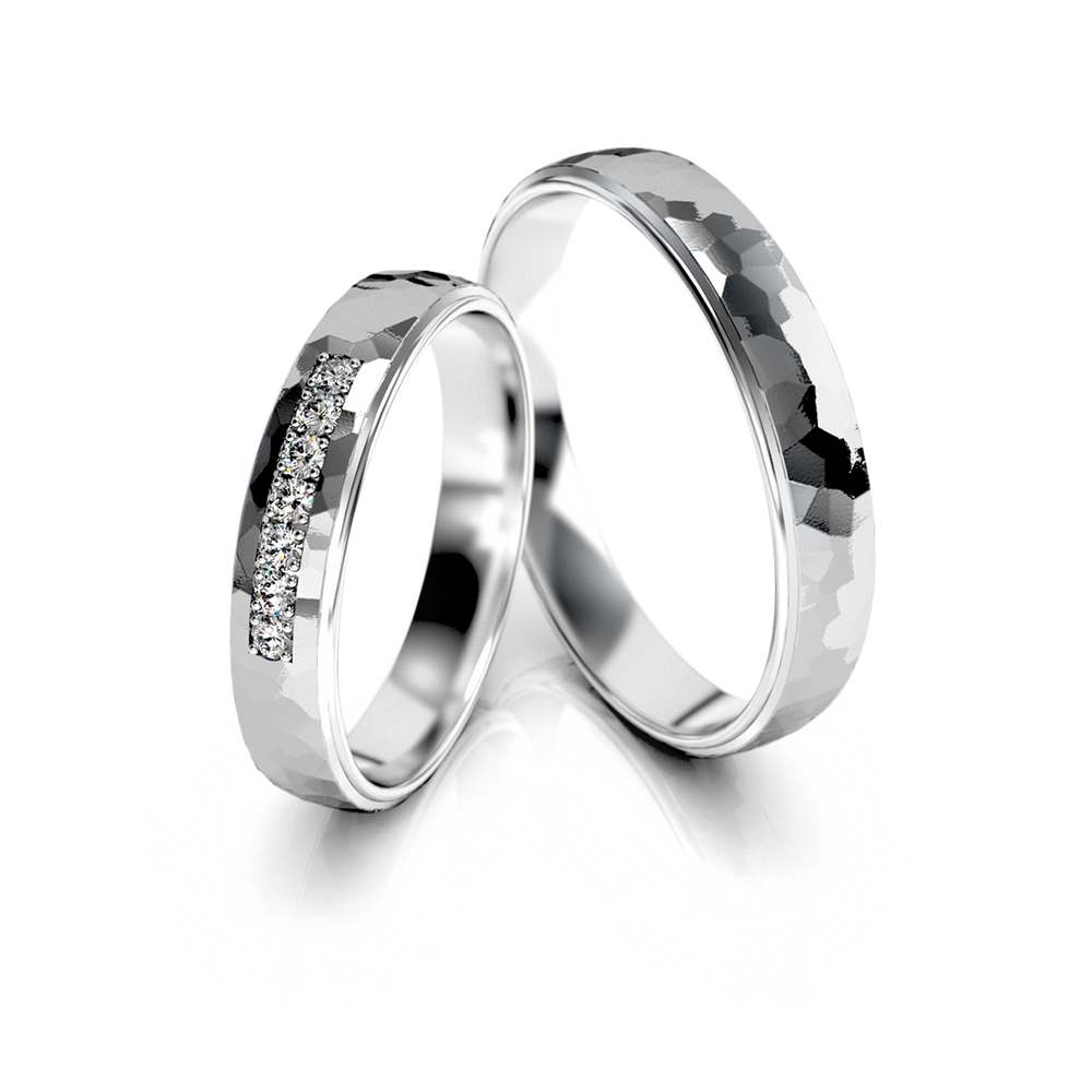 Dviejų spalvų aukso vestuviniai žiedai su deimantais – ADORO juvelyrika