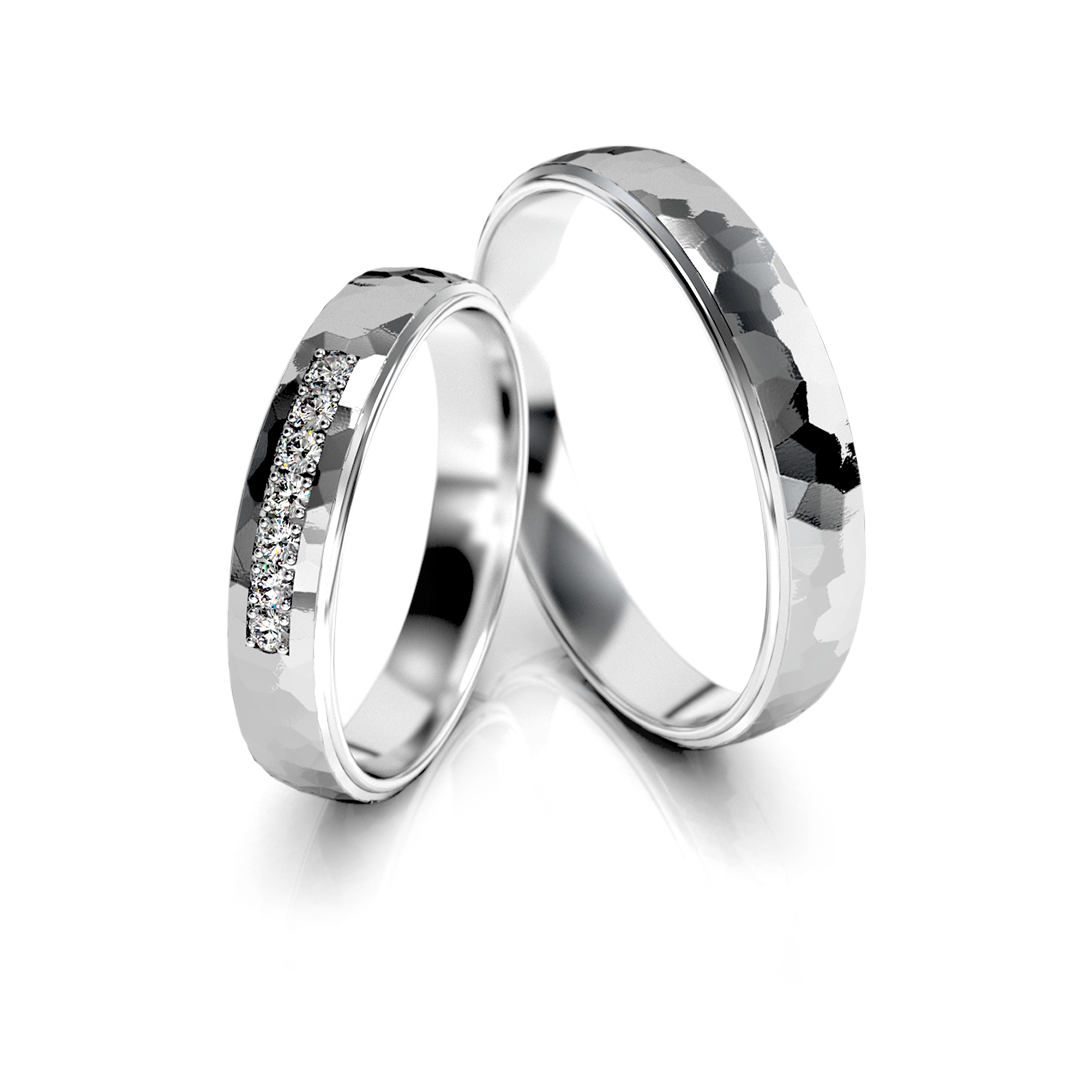 Dviejų spalvų aukso vestuviniai žiedai su deimantais – ADORO juvelyrika