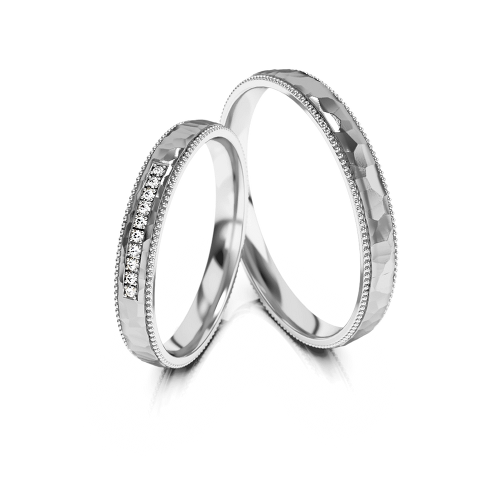 
                  
                    Dviejų spalvų aukso vestuviniai žiedai su deimantais 3 mm pločio, 0.05 ct, 585 praba
                  
                