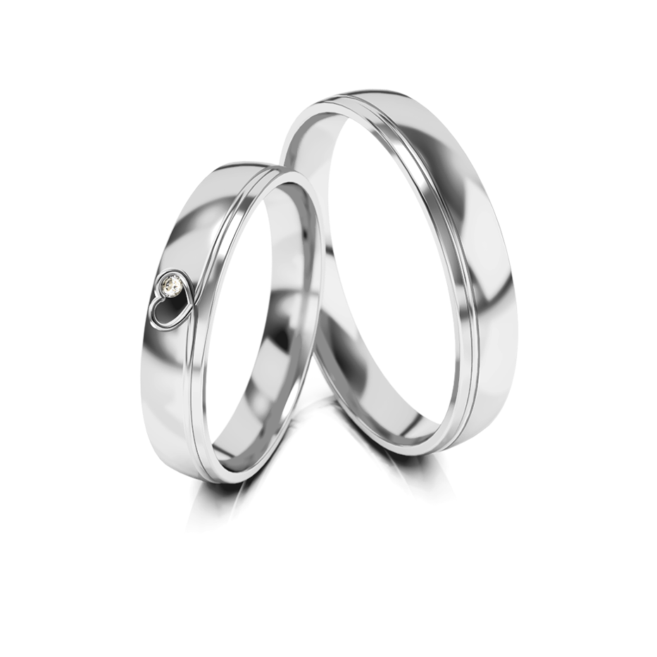 
                  
                    Aukso vestuviniai žiedai su deimantu 4 mm pločio, 0.01 ct, 585 praba
                  
                