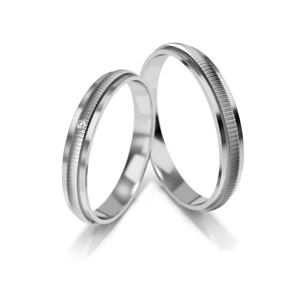 
                  
                    Vestuviniai žiedai – dviejų spalvų auksas su deimantu, 3 mm pločio
                  
                