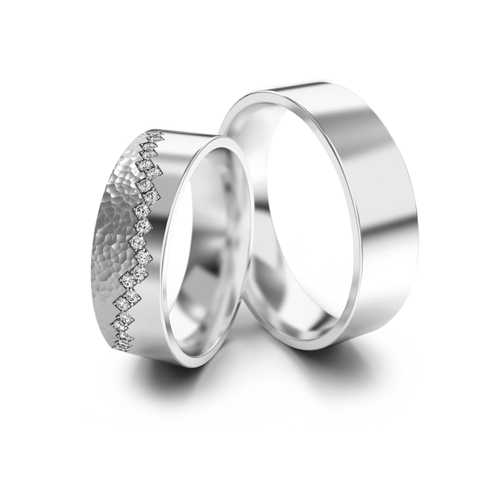 
                  
                    Dviejų spalvų aukso vestuviniai žiedai su deimantais 6 mm pločio, 0.21 ct, 585 praba
                  
                