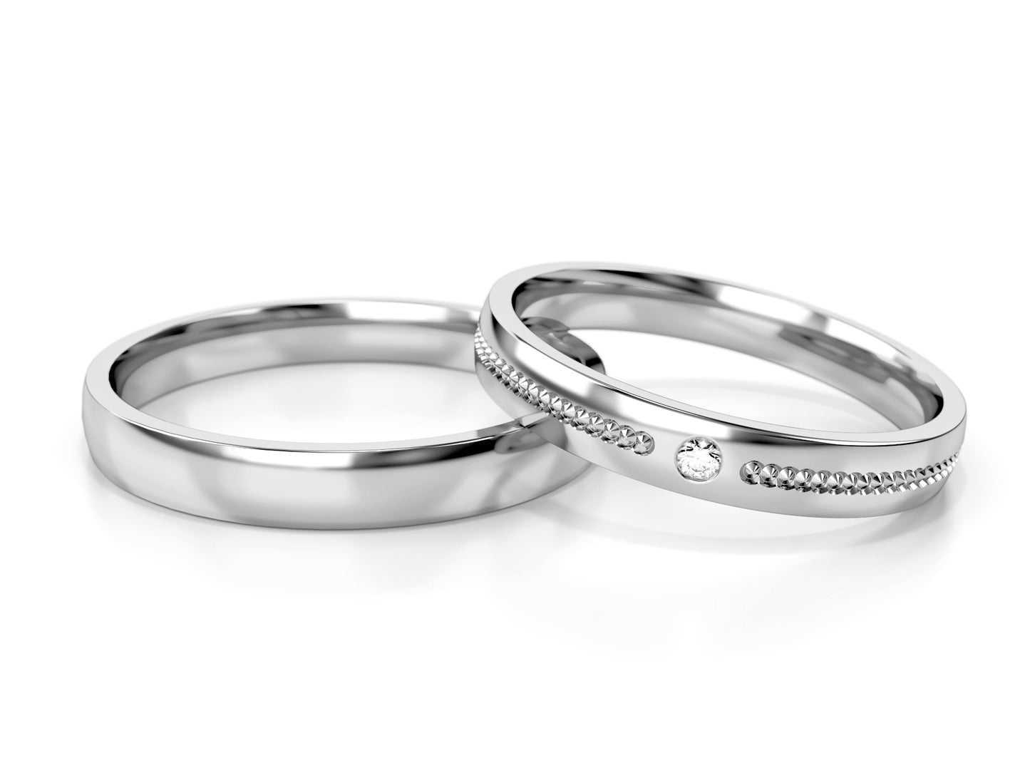 Vestuviniai žiedai iš geltono aukso su deimantu 3 mm pločio, 0.015 ct, 585 praba