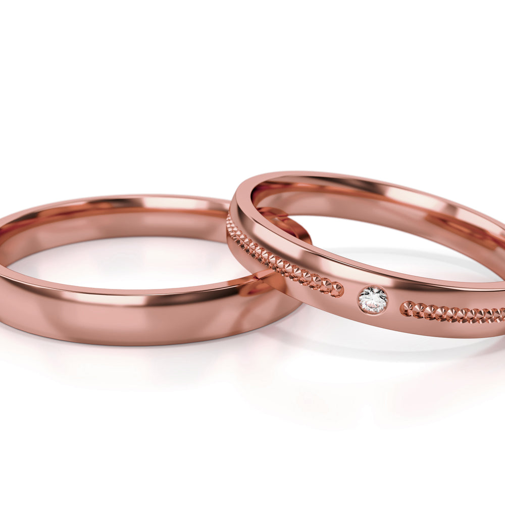 
                  
                    Vestuviniai žiedai iš geltono aukso su deimantu 3 mm pločio, 0.015 ct, 585 praba
                  
                