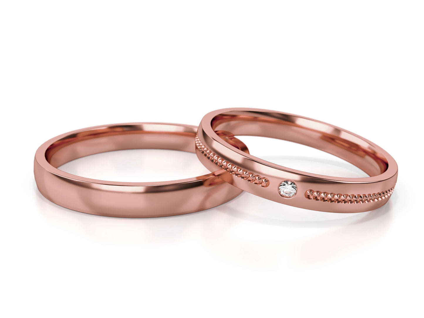 Vestuviniai žiedai iš geltono aukso su deimantu 3 mm pločio, 0.015 ct, 585 praba