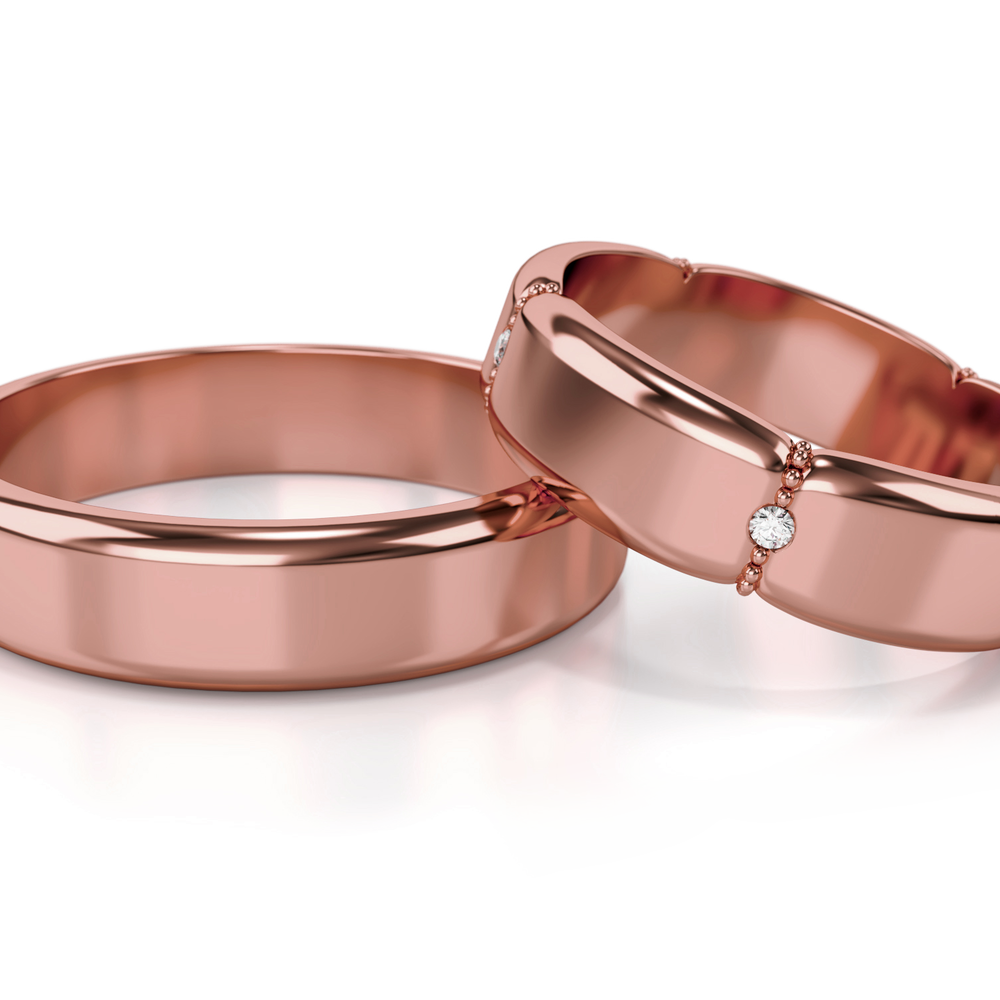 
                  
                    Vestuviniai žiedai – geltonas auksas su deimantais, 5 mm pločio
                  
                