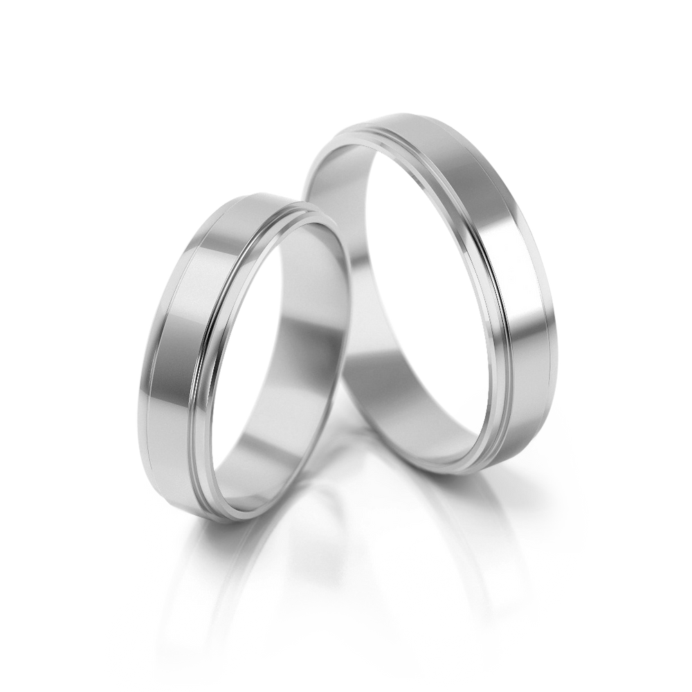 
                  
                    Dviejų spalvų vestuviniai žiedai su baltos ir geltonos aukso juostomis(4.3 mm)
                  
                