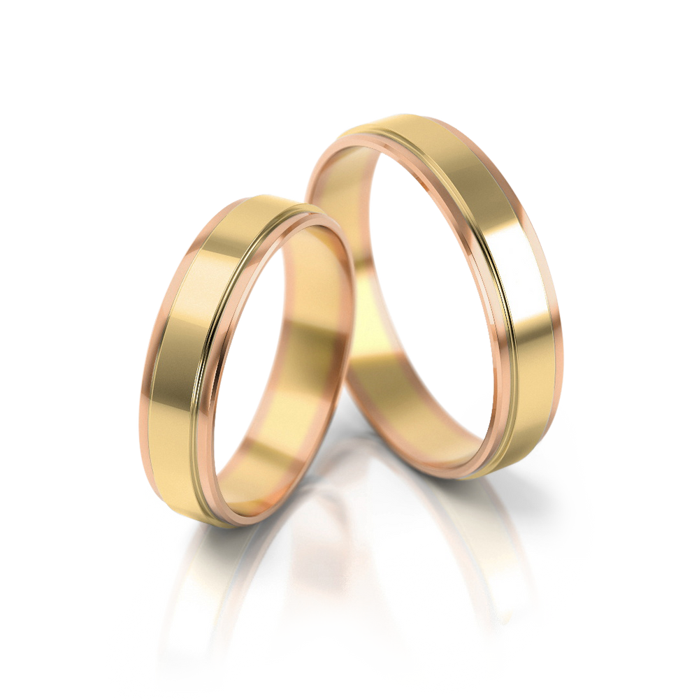 
                  
                    Dviejų spalvų vestuviniai žiedai su baltos ir geltonos aukso juostomis(4.3 mm)
                  
                