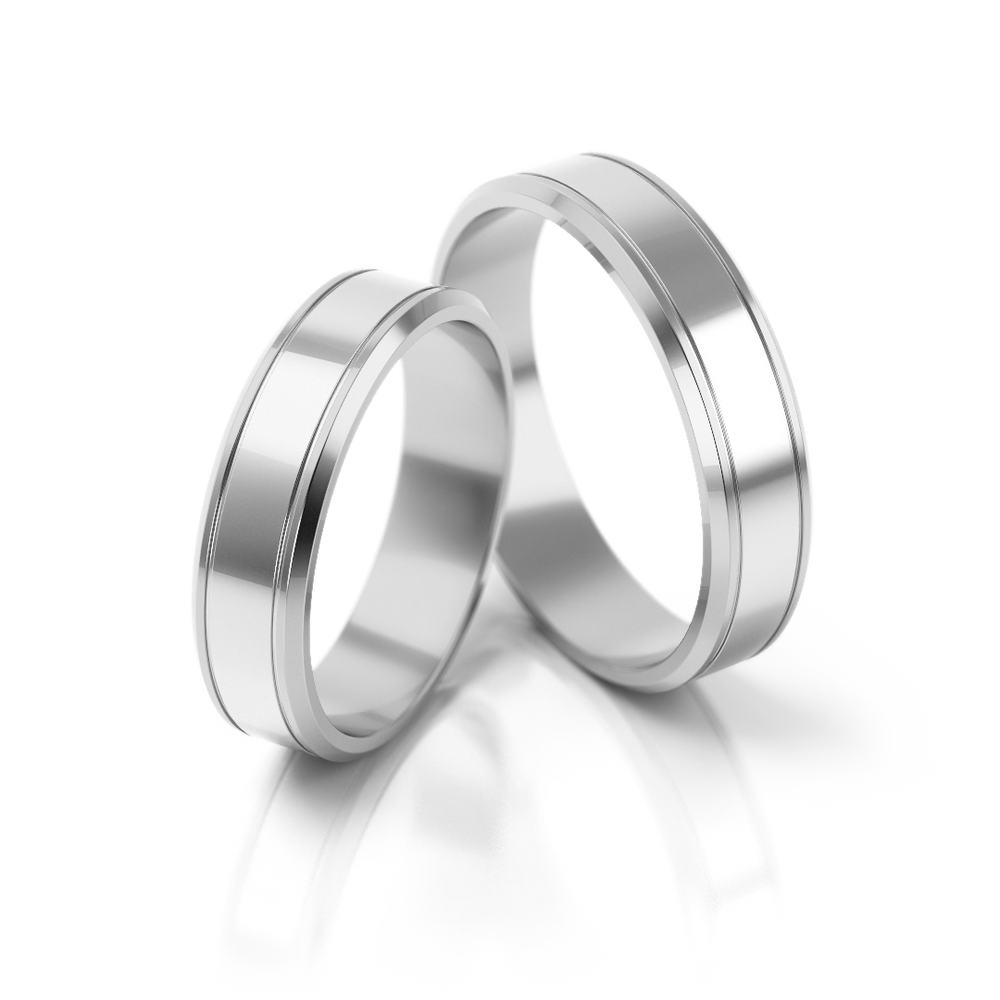 
                  
                    Dviejų spalvų vestuviniai žiedai su balto aukso centru (5 mm)
                  
                