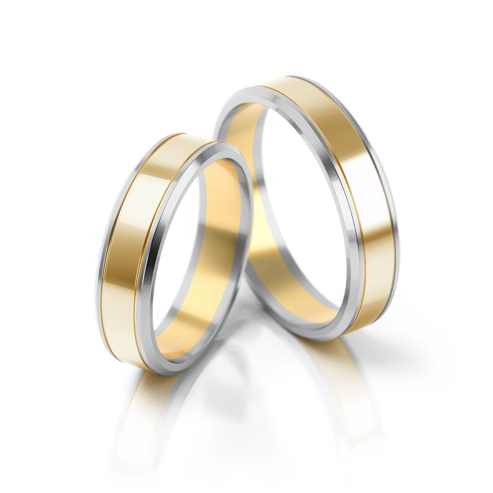 
                  
                    Dviejų spalvų vestuviniai žiedai su balto aukso centru (5 mm)
                  
                