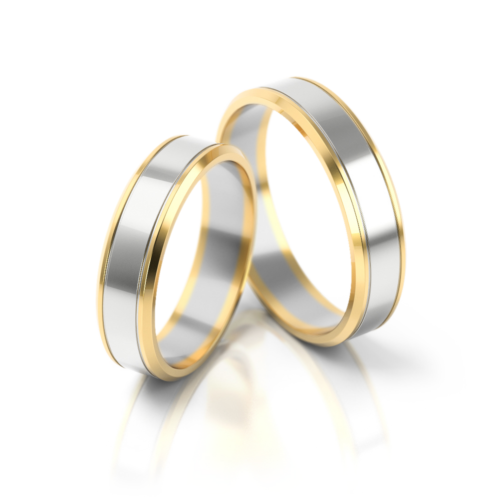 585 prabos aukso vestuviniai žiedai su baltos juostos centru – ADORO