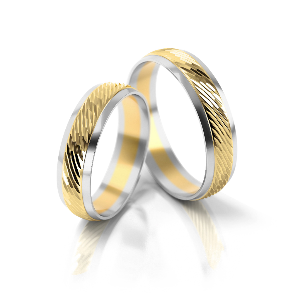 
                  
                    Vestuviniai žiedai geltono ir balto aukso, 5 mm pločio
                  
                
