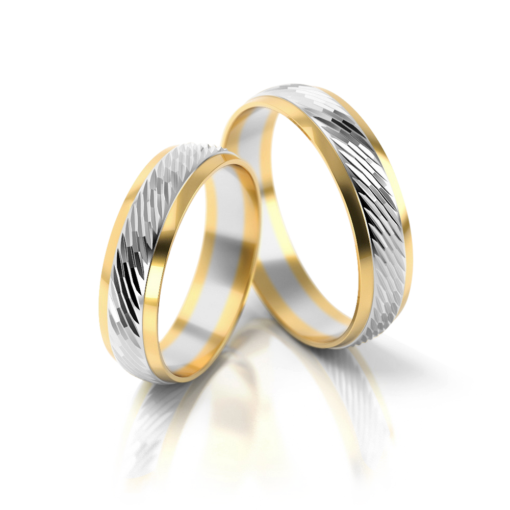 Vestuviniai žiedai geltono ir balto aukso, 5 mm pločio
