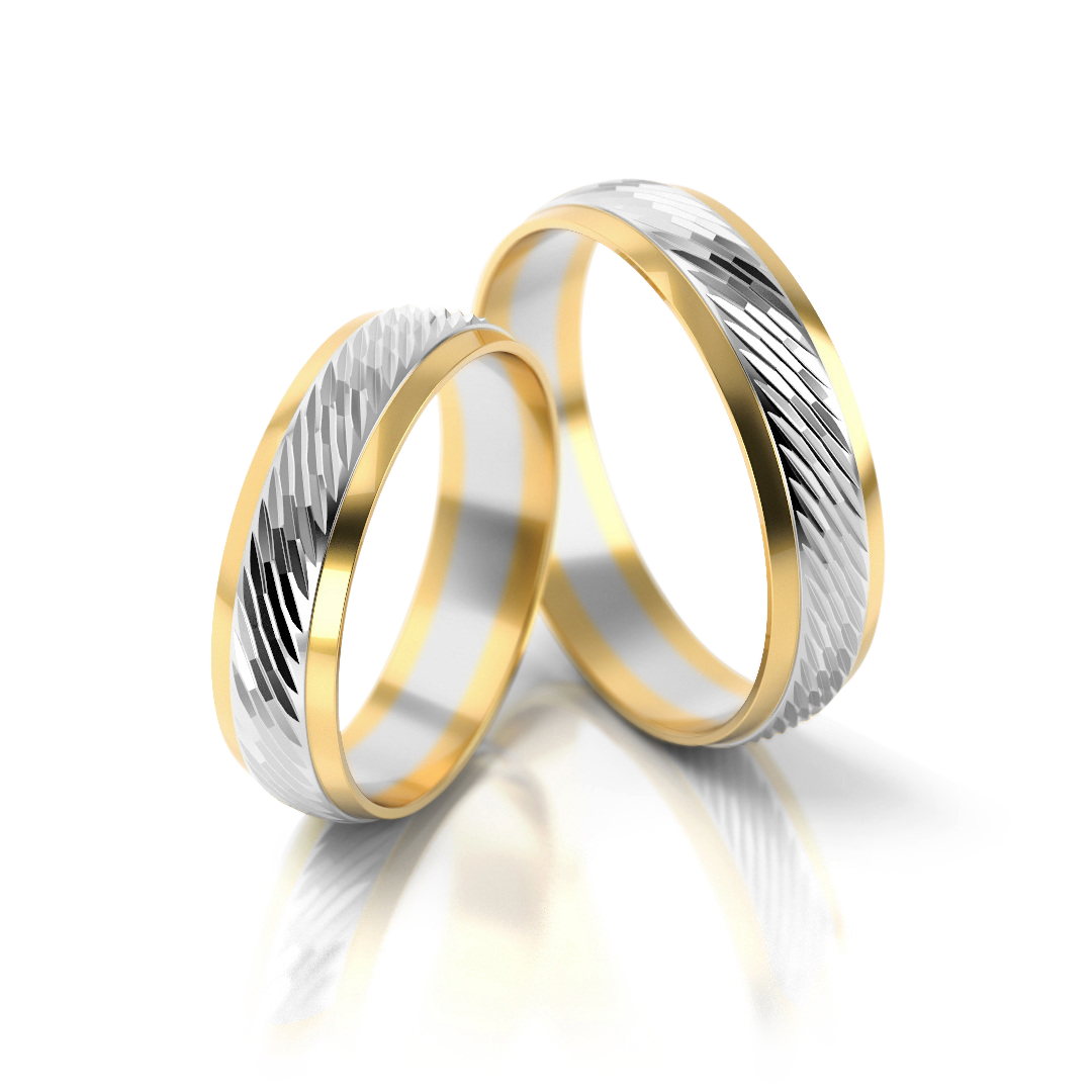 Vestuviniai žiedai geltono ir balto aukso, 5 mm pločio