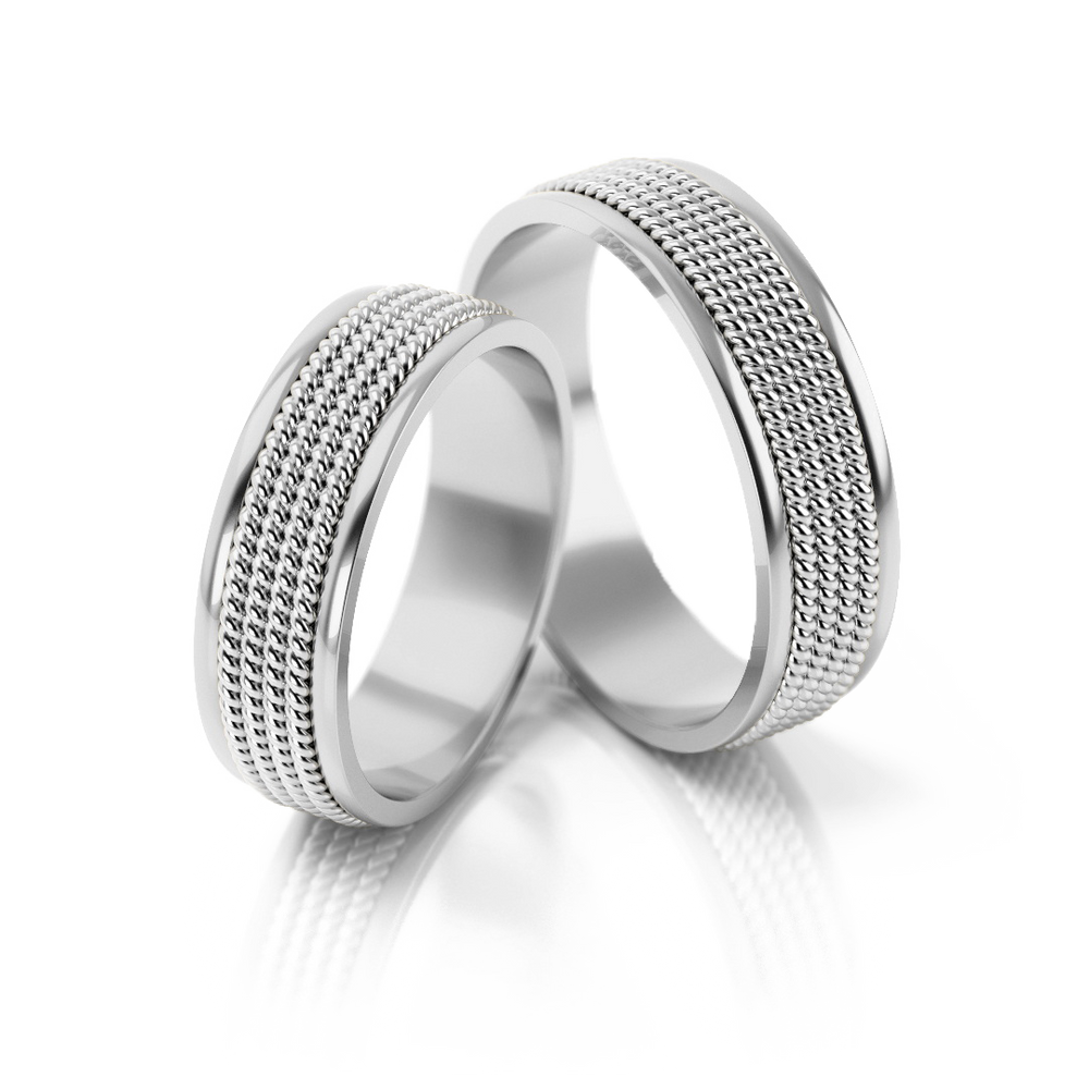 
                  
                    Dviejų spalvų vestuviniai žiedai su tekstūriniu raštu (6 mm)
                  
                