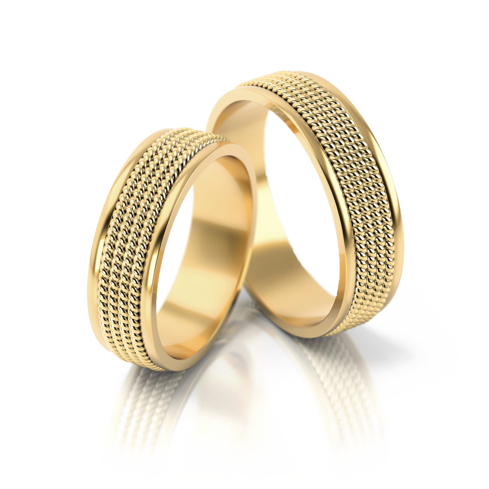 
                  
                    Dviejų spalvų vestuviniai žiedai su tekstūriniu raštu (6 mm)
                  
                