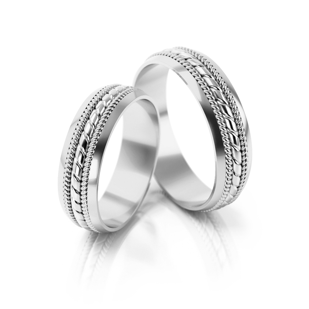 
                  
                    Dviejų spalvų vestuviniai žiedai su pynės raštu (5.5 mm)
                  
                